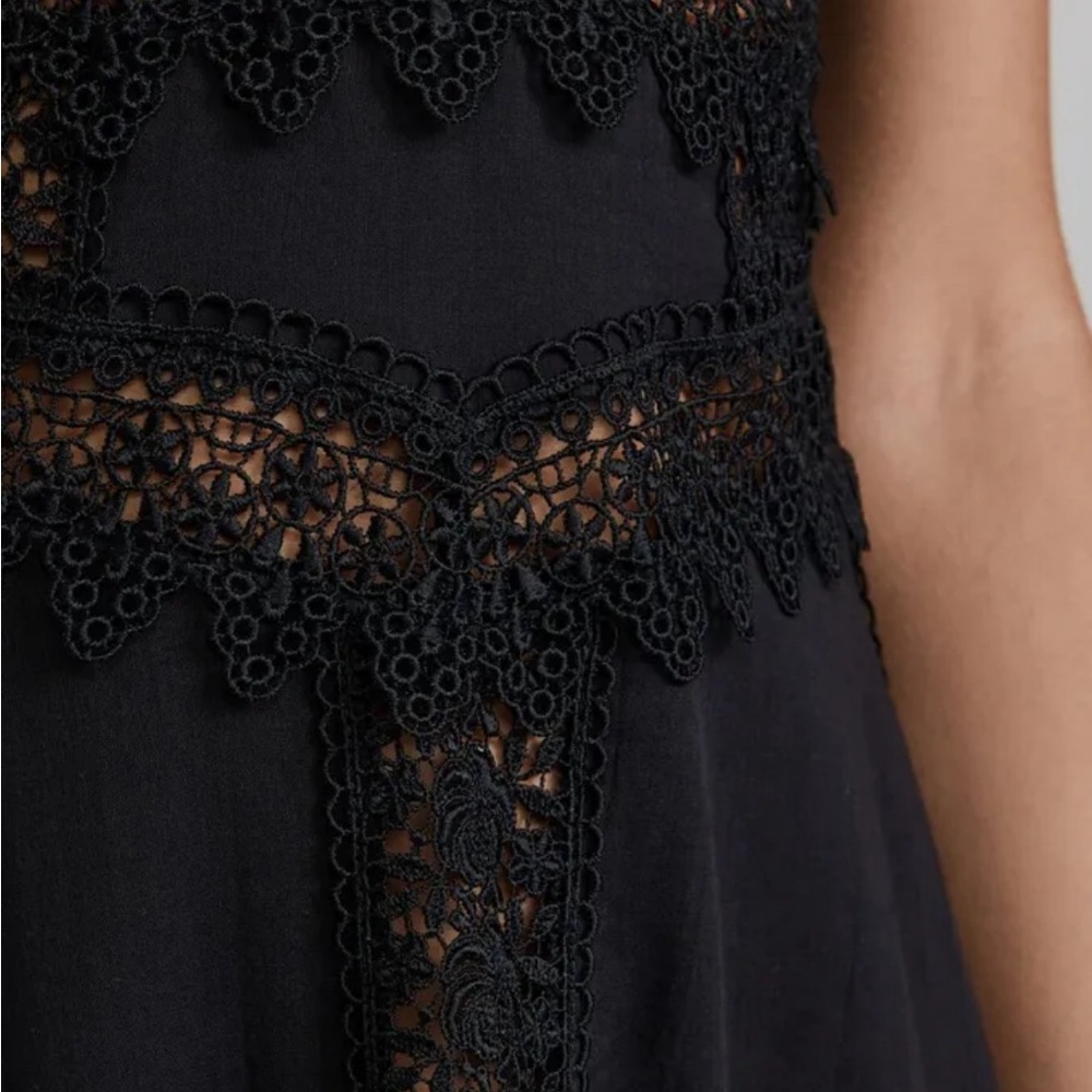 Charo Ruiz Ibiza Women's Black Imagen Lace-Trim Voile Maxi Dress Size M - Picture 3 of 8